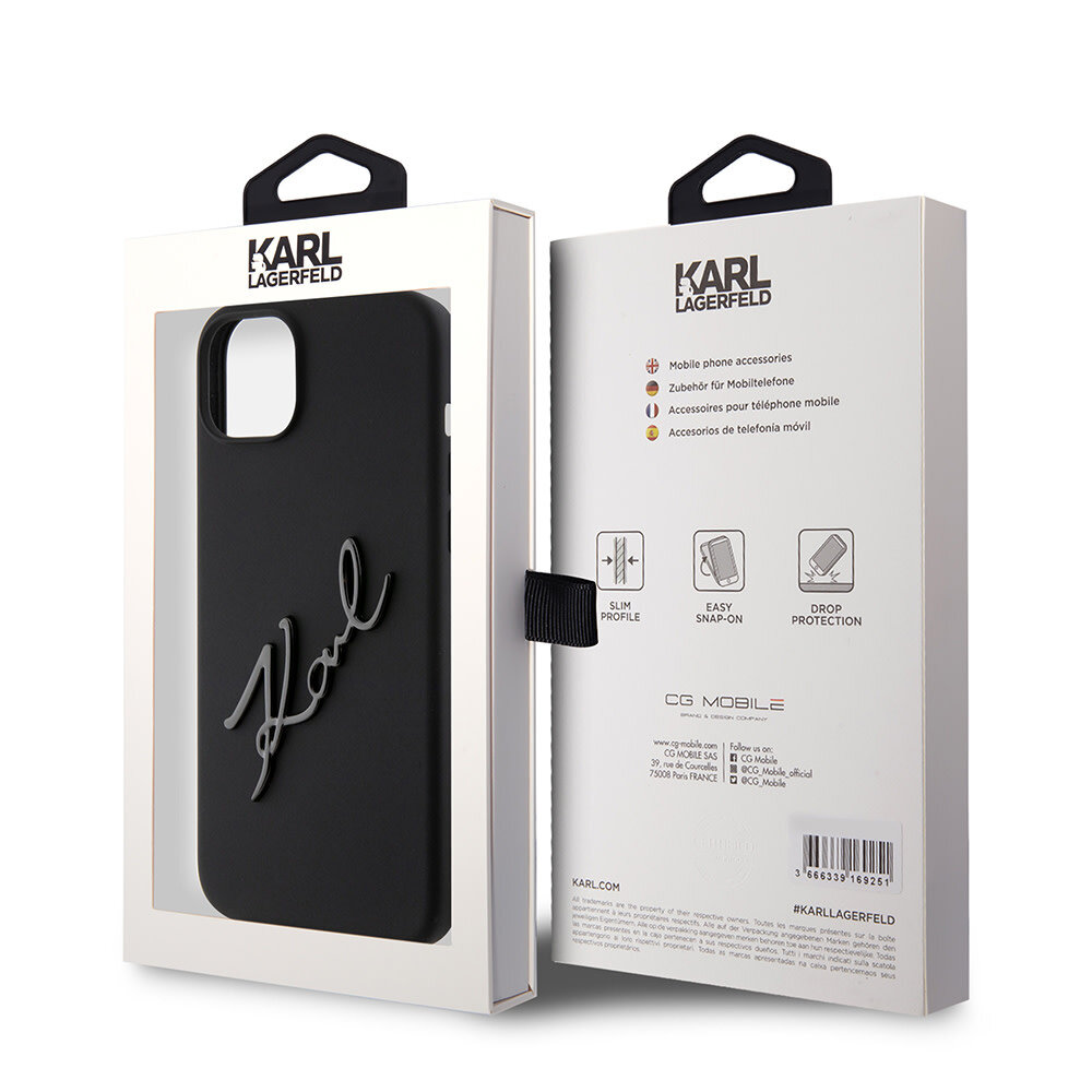 Karl Lagerfeld Karl Lagerfeld iPhone 15 Plus & iPhone 14 Plus Back-Cover hul - Karl script logo - Schwarz Karl Lagerfeld Karl Lagerfeld iPhone 15 Plus & iPhone 14 Plus Back-Cover hul - Karl script logo - Schwarz