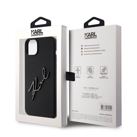 Karl Lagerfeld Karl Lagerfeld iPhone 15 Plus & iPhone 14 Plus Back-Cover hul - Karl script logo - Schwarz Karl Lagerfeld Karl Lagerfeld iPhone 15 Plus & iPhone 14 Plus Back-Cover hul - Karl script logo - Schwarz