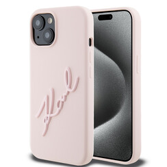 Karl Lagerfeld iPhone 15 Back-Cover hul - Karl Script - Rosa