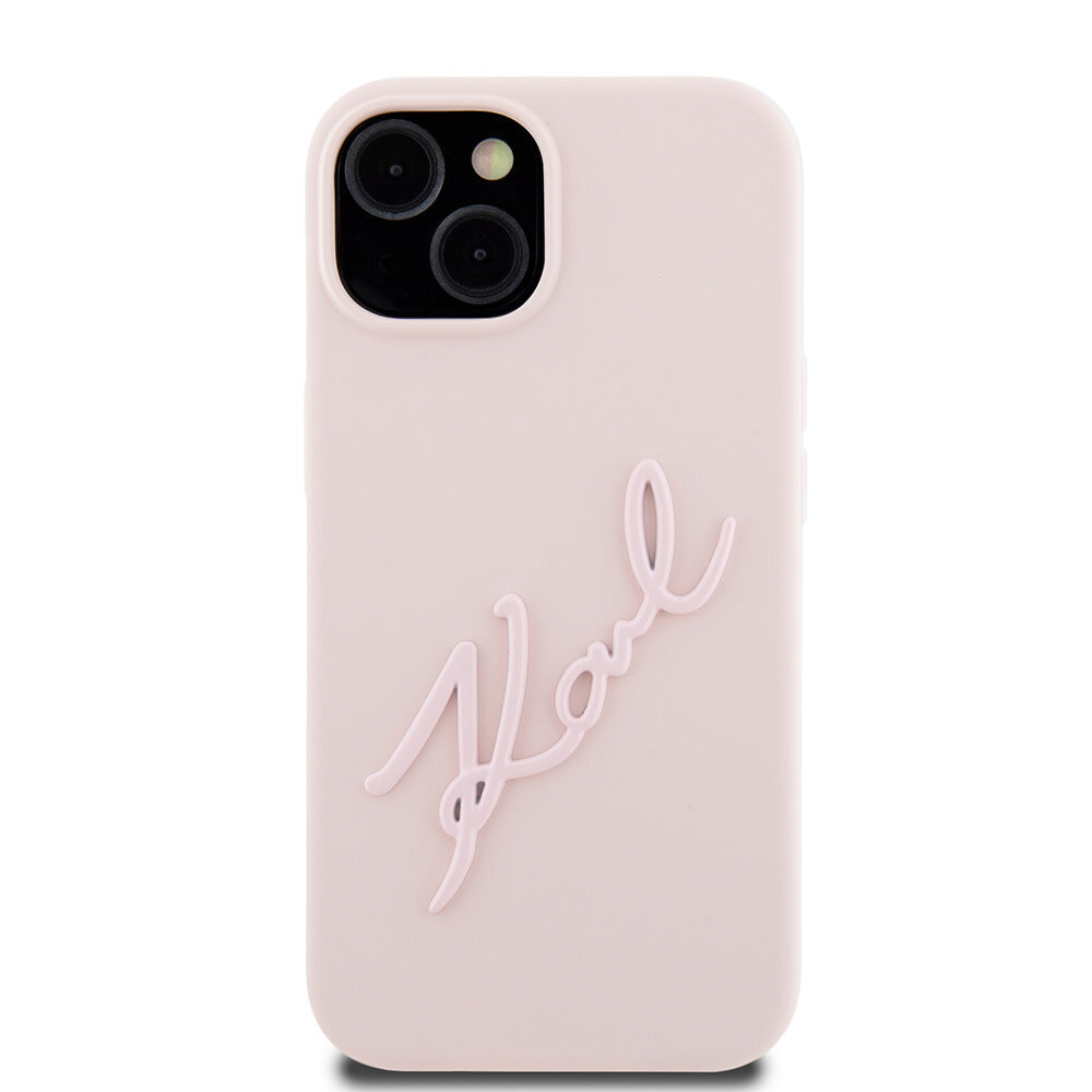 Karl Lagerfeld Karl Lagerfeld iPhone 15 Backcover hoesje - Karl Script - Roze Karl Lagerfeld Karl Lagerfeld iPhone 15 Backcover hoesje - Karl Script - Roze