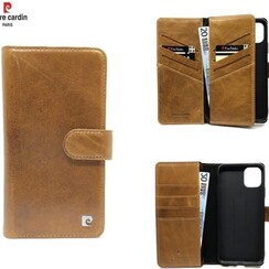 Pierre Cardin Bruin hoesje iPhone 11 Pro - Book Case - Leather Wallet Series - Echt Leer