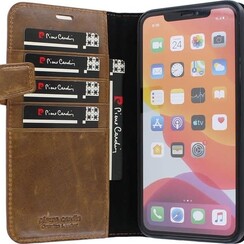 Pierre Cardin Bruin hoesje iPhone 11 Pro Max - Book Case - Echt Leer