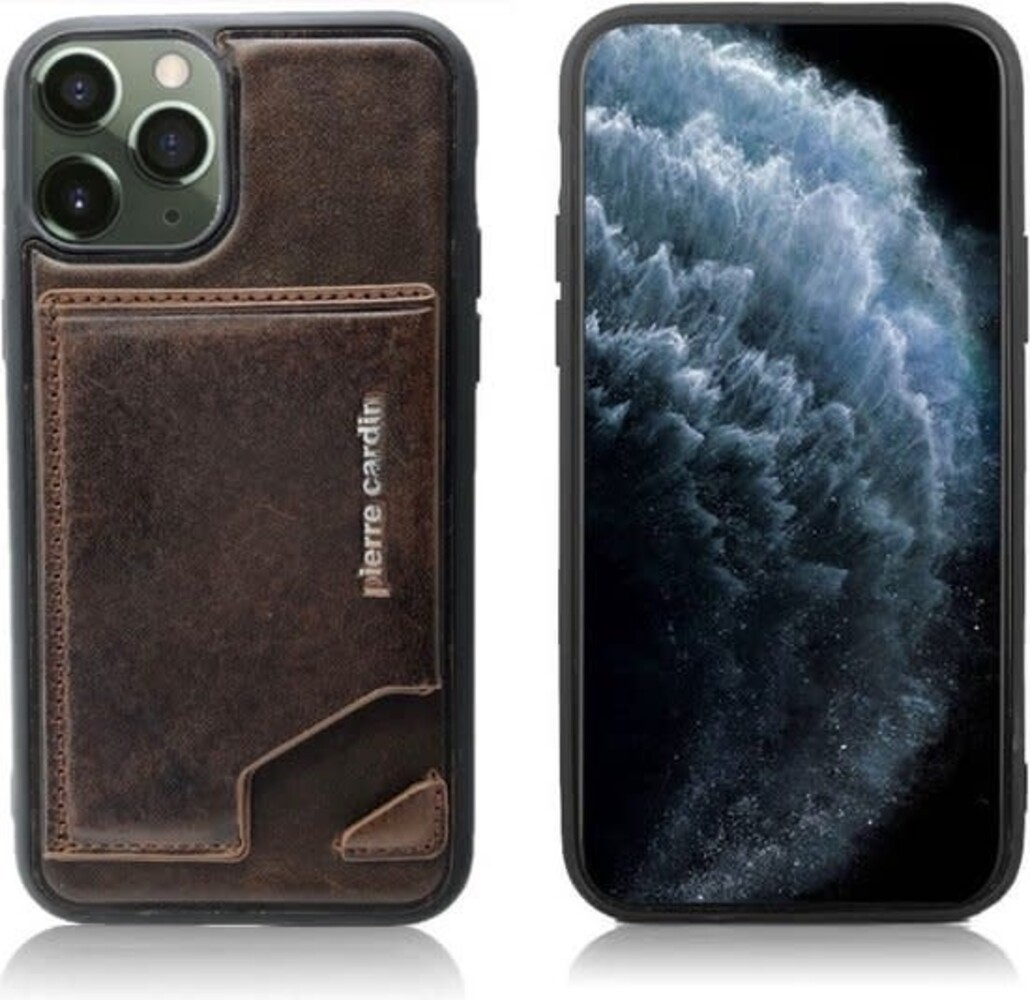 Pierre Cardin Pierre Cardin Apple iPhone 11 Pro Max Back-Cover hul Dunkelbraun - Genuine Leather Pierre Cardin Pierre Cardin Apple iPhone 11 Pro Max Back-Cover hul Dunkelbraun - Genuine Leather