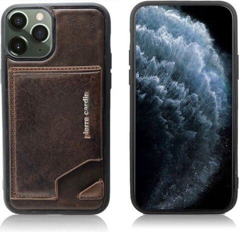 Pierre Cardin Pierre Cardin Apple iPhone 11 Pro Max Back-Cover hul Dunkelbraun - Genuine Leather Pierre Cardin Pierre Cardin Apple iPhone 11 Pro Max Back-Cover hul Dunkelbraun - Genuine Leather