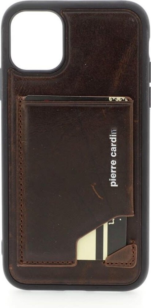 Pierre Cardin Pierre Cardin Apple iPhone 11 Pro Max Back-Cover hul Dunkelbraun - Genuine Leather Pierre Cardin Pierre Cardin Apple iPhone 11 Pro Max Back-Cover hul Dunkelbraun - Genuine Leather