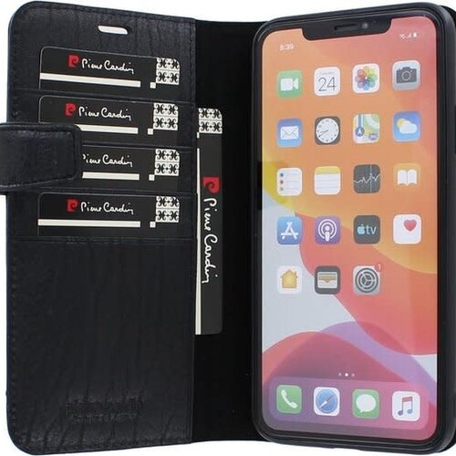Pierre Cardin Pierre Cardin Zwart hoesje iPhone 11 Pro Max  - Book Case - Leather Collection - Echt Leer - Pashouders