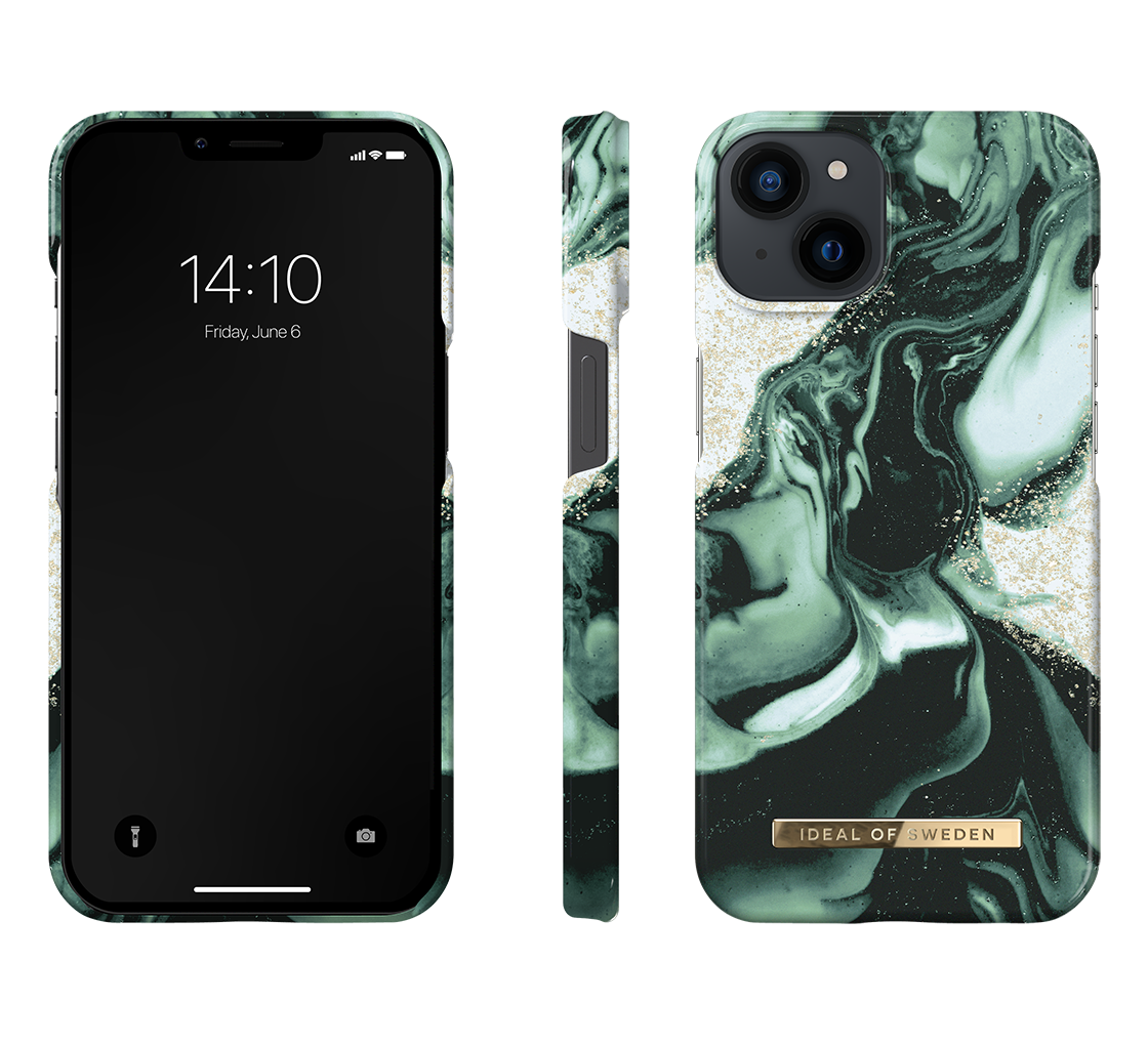 Ideal of Sweden iPhone 14 & 13 Backcover hoesje Golden Olive Marble -Fashion Case - Olijfgroen