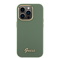 Guess Guess iPhone 15 Pro Back cover case - Script metal logo - Kaki