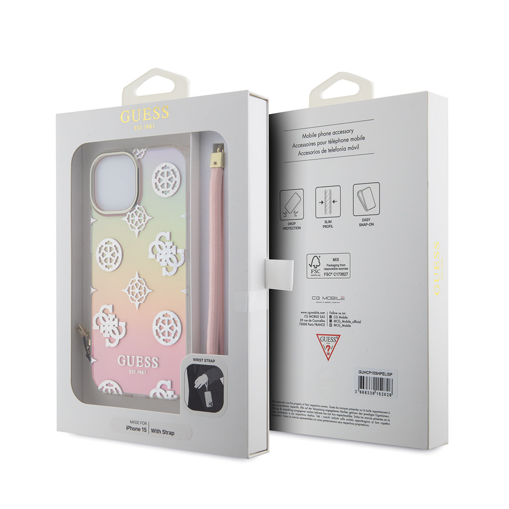 Guess Guess iPhone 15 Backcover hoesje ML IRIDESCENT GLITTER PEONY - Roze, foto 6 van 6
