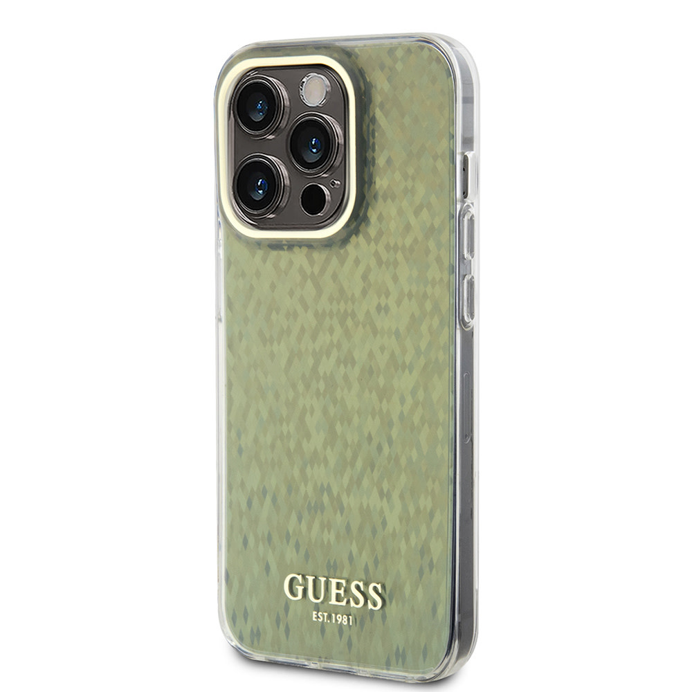 Guess Guess iPhone 15 Pro Max Backcover hoesje IML FACETED MIRROR DISCO - Goud