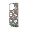 Guess Guess iPhone 15 Pro Max Backcover hoesje Iridescent - Glitter pattern peony - cordstrap - Zwart