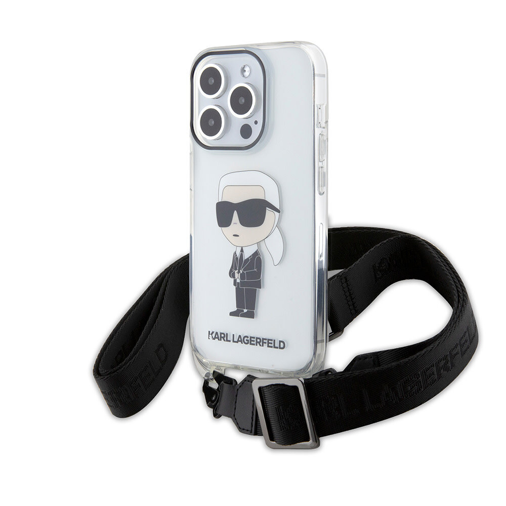 Karl Lagerfeld Karl Lagerfeld iPhone 15 Pro Backcover hoesje IML IKONIK CROSSBODY - Transparant Karl Lagerfeld Karl Lagerfeld iPhone 15 Pro Backcover hoesje IML IKONIK CROSSBODY - Transparant