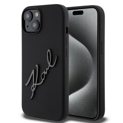 Karl Lagerfeld iPhone 15 Backcover hoesje KARL SCRIPT LOGO - Zwart