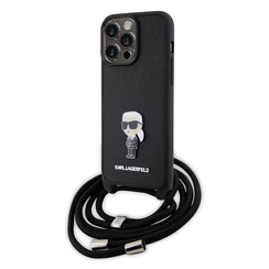 Karl Lagerfeld iPhone 15 Pro Max Back cover case - Ikonik metal pin - Black