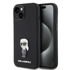 Karl Lagerfeld iPhone 15 Back cover case - Ikonik metal pin - Black