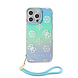 Guess Guess iPhone 15 Pro Max Back cover coque Iridescent - Glitter pattern peony - cordstrap - Turquoise Guess Guess iPhone 15 Pro Max Back cover coque Iridescent - Glitter pattern peony - cordstrap - Turquoise