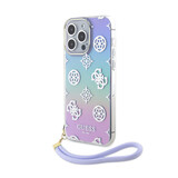 Guess Guess iPhone 15 Pro Max Back-Cover hul - Iridescent - Glitter pattern peony - cordstrap - Lila Guess Guess iPhone 15 Pro Max Back-Cover hul - Iridescent - Glitter pattern peony - cordstrap - Lila