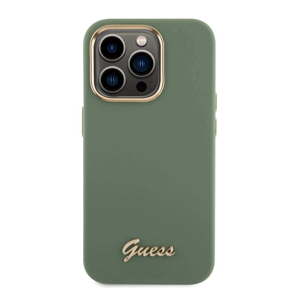 Guess Guess iPhone 15 Pro Max Back cover coque Script metal logo - Kaki Guess Guess iPhone 15 Pro Max Back cover coque Script metal logo - Kaki