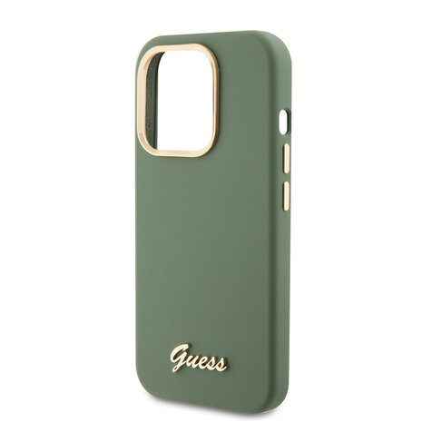 Guess Guess iPhone 15 Pro Max Back cover case - Script metal logo - Kaki Guess Guess iPhone 15 Pro Max Back cover case - Script metal logo - Kaki