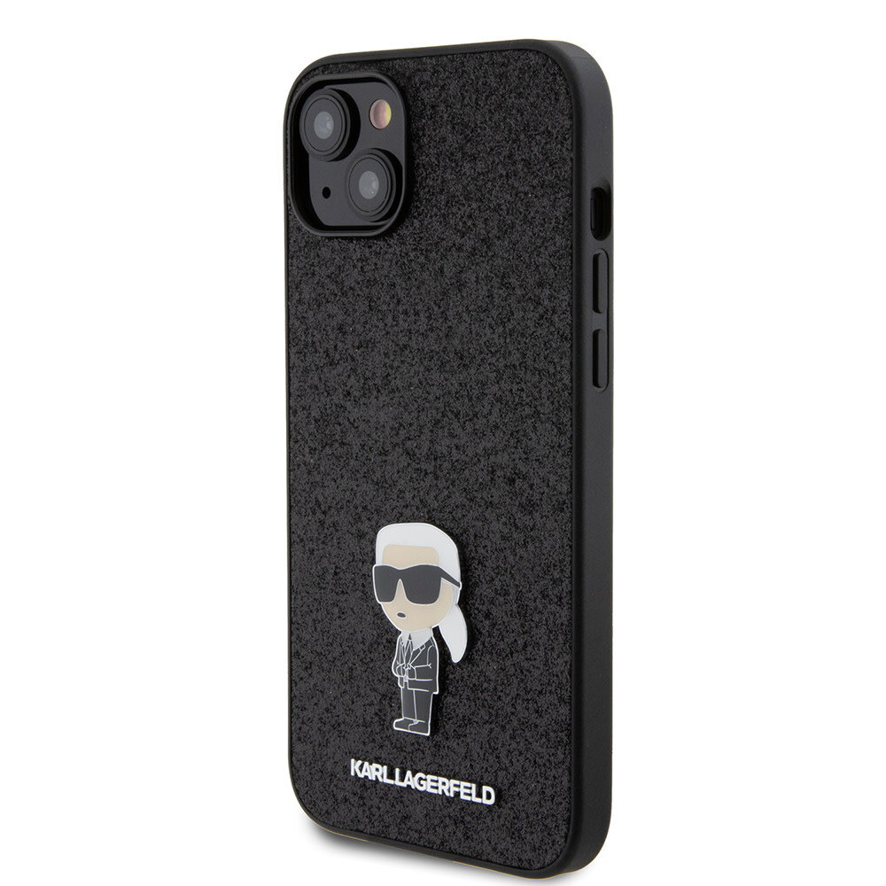 Karl Lagerfeld Karl Lagerfeld iPhone 15 Plus & 14 Plus Back-Cover hul - IKONIK FIXED GLITTER - Schwarz