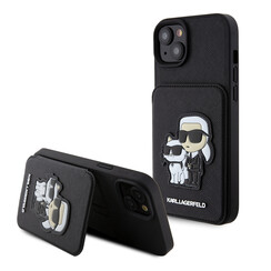 Karl Lagerfeld iPhone 15 Plus & 14 Plus Backcover hoesje SAFFIANO CARDSLOT - Zwart