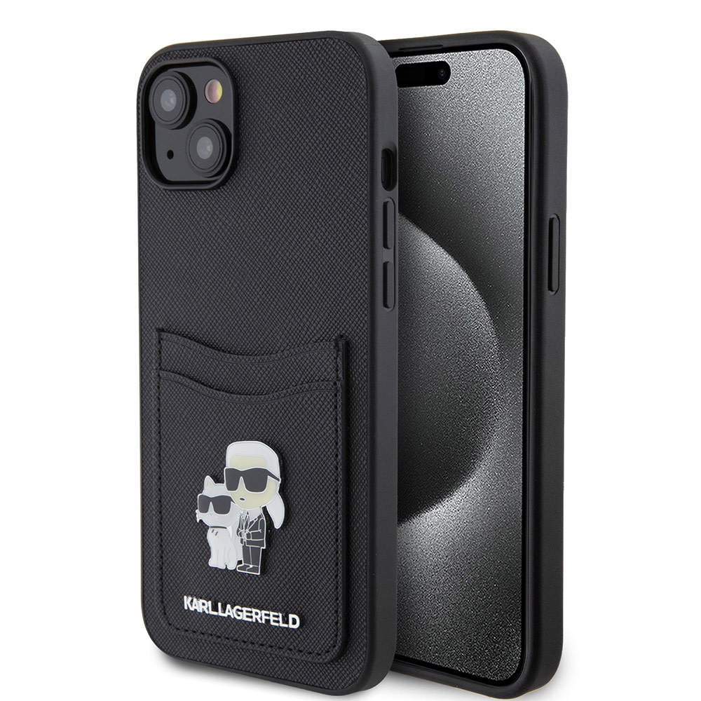 Karl Lagerfeld Karl Lagerfeld iPhone 15 Plus & 14 Plus Backcover hoesje SAFFIANO CARDSLOT - Zwart