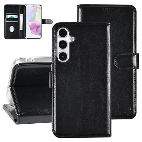 TUNIQ TUNIQ Galaxy A35 Book-Case hul - Kartenhalter für 3 Karten - Magnetverschluss - Hanger - Schwarz