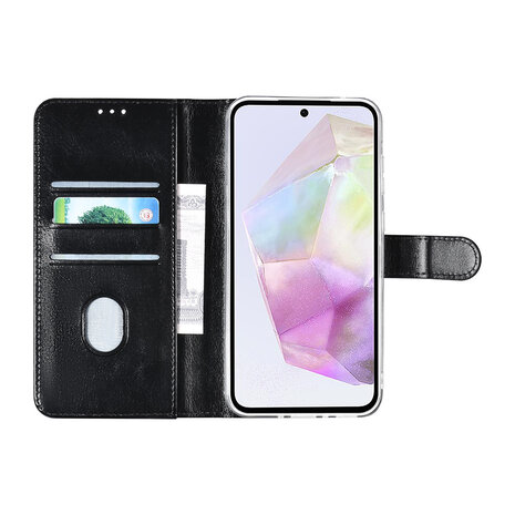 TUNIQ TUNIQ Galaxy A35 Book type housse - Porte-cartes pour 3 cartes - Fermeture magnétique - Hanger - Noir