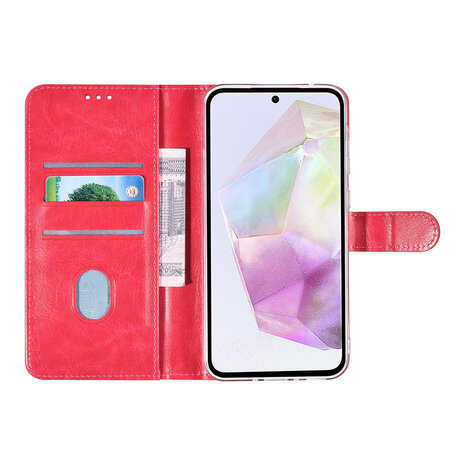 UNIQ Accessory UNIQ Accessory Galaxy A35 Book Case hoesje Pasjeshouder - Felroze UNIQ Accessory UNIQ Accessory Galaxy A35 Book Case hoesje Pasjeshouder - Felroze