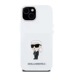 Karl Lagerfeld iPhone 15 Plus & 14 Plus Back cover case - Ikonik metal pin - White