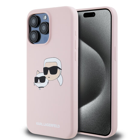Karl Lagerfeld Karl Lagerfeld iPhone 15 Pro Max Backcover hoesje Magsafe - double heads print - Roze Karl Lagerfeld Karl Lagerfeld iPhone 15 Pro Max Backcover hoesje Magsafe - double heads print - Roze