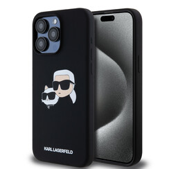 Karl Lagerfeld iPhone 15 Pro Max Back cover coque Magsafe - double heads print - Noir