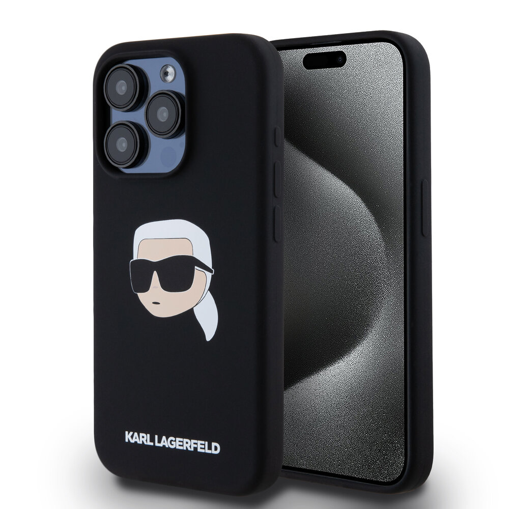 Karl Lagerfeld Karl Lagerfeld iPhone 15 Pro Backcover hoesje Magsafe - Karl Print - Zwart Karl Lagerfeld Karl Lagerfeld iPhone 15 Pro Backcover hoesje Magsafe - Karl Print - Zwart