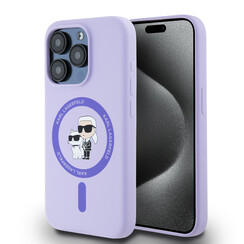 Karl Lagerfeld iPhone 15 Pro Back cover case - Magsafe - KC head Ring - Purple