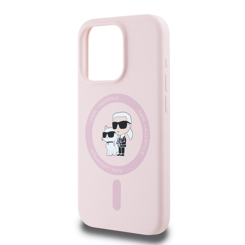 Karl Lagerfeld Karl Lagerfeld iPhone 15 Pro Back cover coque Magsafe - KC head Ring - Rose Karl Lagerfeld Karl Lagerfeld iPhone 15 Pro Back cover coque Magsafe - KC head Ring - Rose