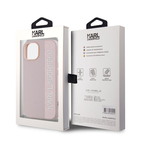 Karl Lagerfeld Karl Lagerfeld iPhone 15 Backcover hoesje Saffiano rhinestones and charm - Roze Karl Lagerfeld Karl Lagerfeld iPhone 15 Backcover hoesje Saffiano rhinestones and charm - Roze