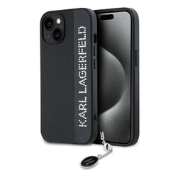 Karl Lagerfeld iPhone 15 Back cover coque Saffiano rhinestones and charm - Noir