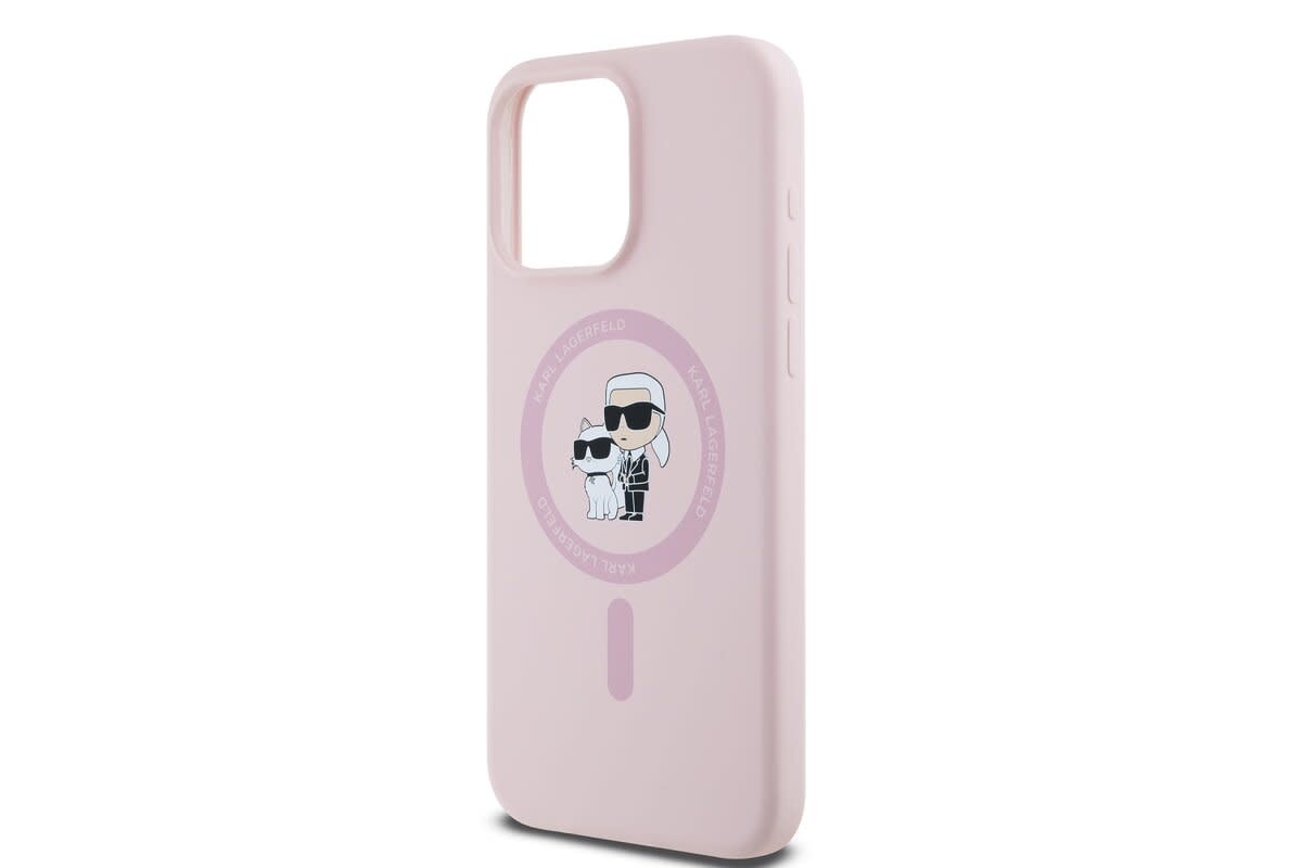 Karl Lagerfeld Karl Lagerfeld iPHone 14 Pro Backcover hoesje Magsafe - KC head Ring - Roze, foto 2 van 5