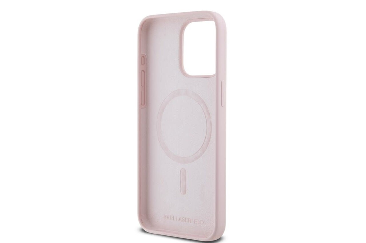 Karl Lagerfeld Karl Lagerfeld iPHone 14 Pro Back cover coque Magsafe - KC head Ring - Rose Karl Lagerfeld Karl Lagerfeld iPHone 14 Pro Back cover coque Magsafe - KC head Ring - Rose