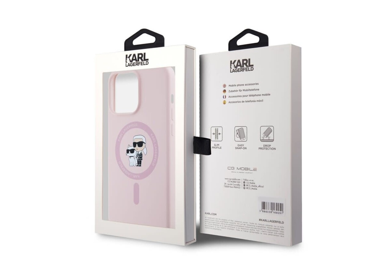 Karl Lagerfeld Karl Lagerfeld iPHone 14 Pro Back cover coque Magsafe - KC head Ring - Rose Karl Lagerfeld Karl Lagerfeld iPHone 14 Pro Back cover coque Magsafe - KC head Ring - Rose