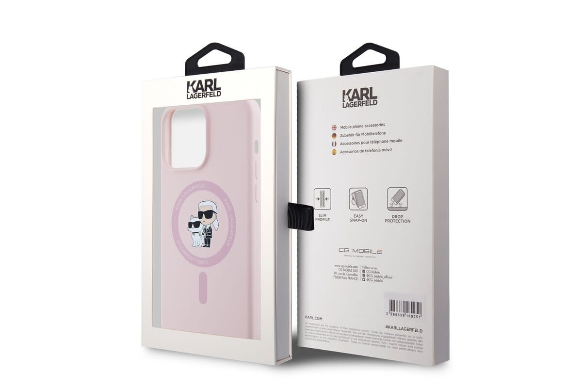 Karl Lagerfeld Karl Lagerfeld iPHone 14 Pro Backcover hoesje Magsafe - KC head Ring - Roze, foto 4 van 5
