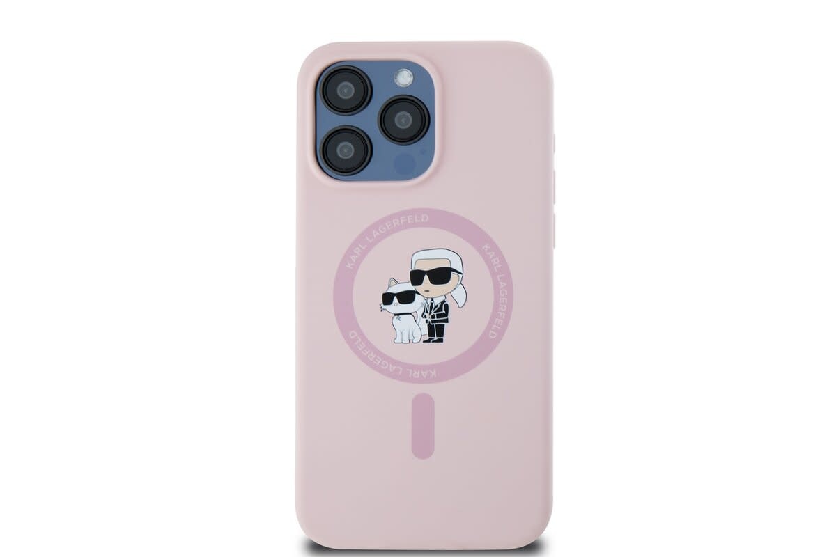 Karl Lagerfeld Karl Lagerfeld iPHone 14 Pro Backcover hoesje Magsafe - KC head Ring - Roze, foto 5 van 5