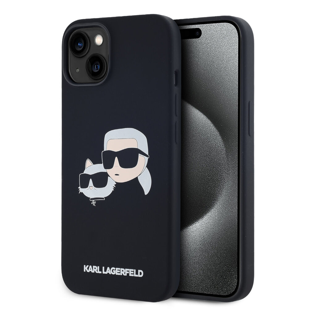 Karl Lagerfeld Karl Lagerfeld iPHone 14 Pro Backcover hoesje Magsafe - double heads print - Zwart Karl Lagerfeld Karl Lagerfeld iPHone 14 Pro Backcover hoesje Magsafe - double heads print - Zwart