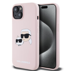 Karl Lagerfeld iPhone 14 Pro Max Backcover hoesje Magsafe - double heads print - Roze
