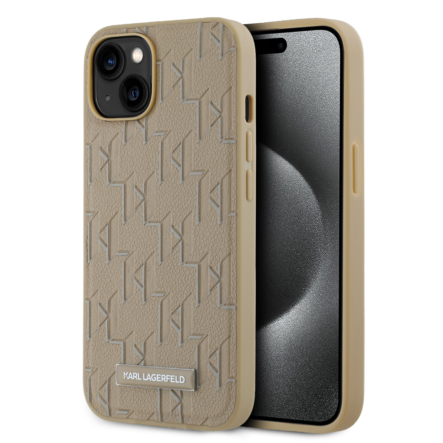 Karl Lagerfeld Karl Lagerfeld iPhone 14 Pro Max Backcover hoesje Magsafe - Hot stamps - Beige