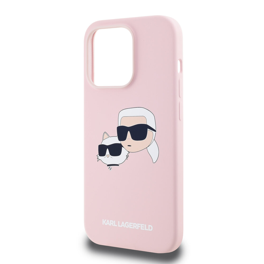 Karl Lagerfeld Karl Lagerfeld iPhone 14 Pro Backcover hoesje Magsafe - double heads print - Roze Karl Lagerfeld Karl Lagerfeld iPhone 14 Pro Backcover hoesje Magsafe - double heads print - Roze