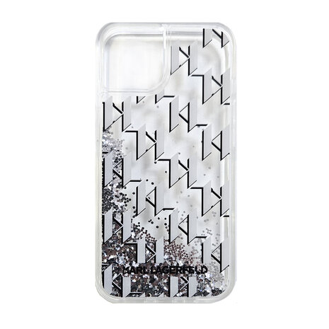Karl Lagerfeld Karl Lagerfeld iPhone 14 & 13 Back-Cover hul - Liquid glitter - monogram gradient - Weiß Karl Lagerfeld Karl Lagerfeld iPhone 14 & 13 Back-Cover hul - Liquid glitter - monogram gradient - Weiß