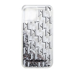Karl Lagerfeld iPhone 15 Pro Back cover case - Liquid glitter - monogram gradient - White