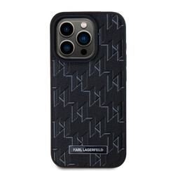 Karl Lagerfeld iPhone 15 Pro Backcover hoesje Magsafe pu - hot stamp - Zwart