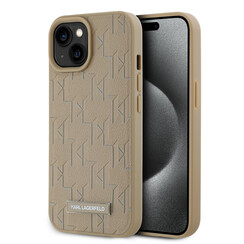 Karl Lagerfeld iPhone 15 Back cover coque Magsafe pu - hot stamp - Beige